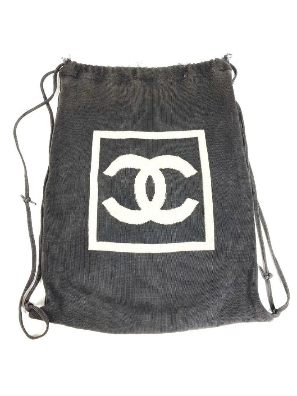 Chanel Backpack CC Logo Cotton Black